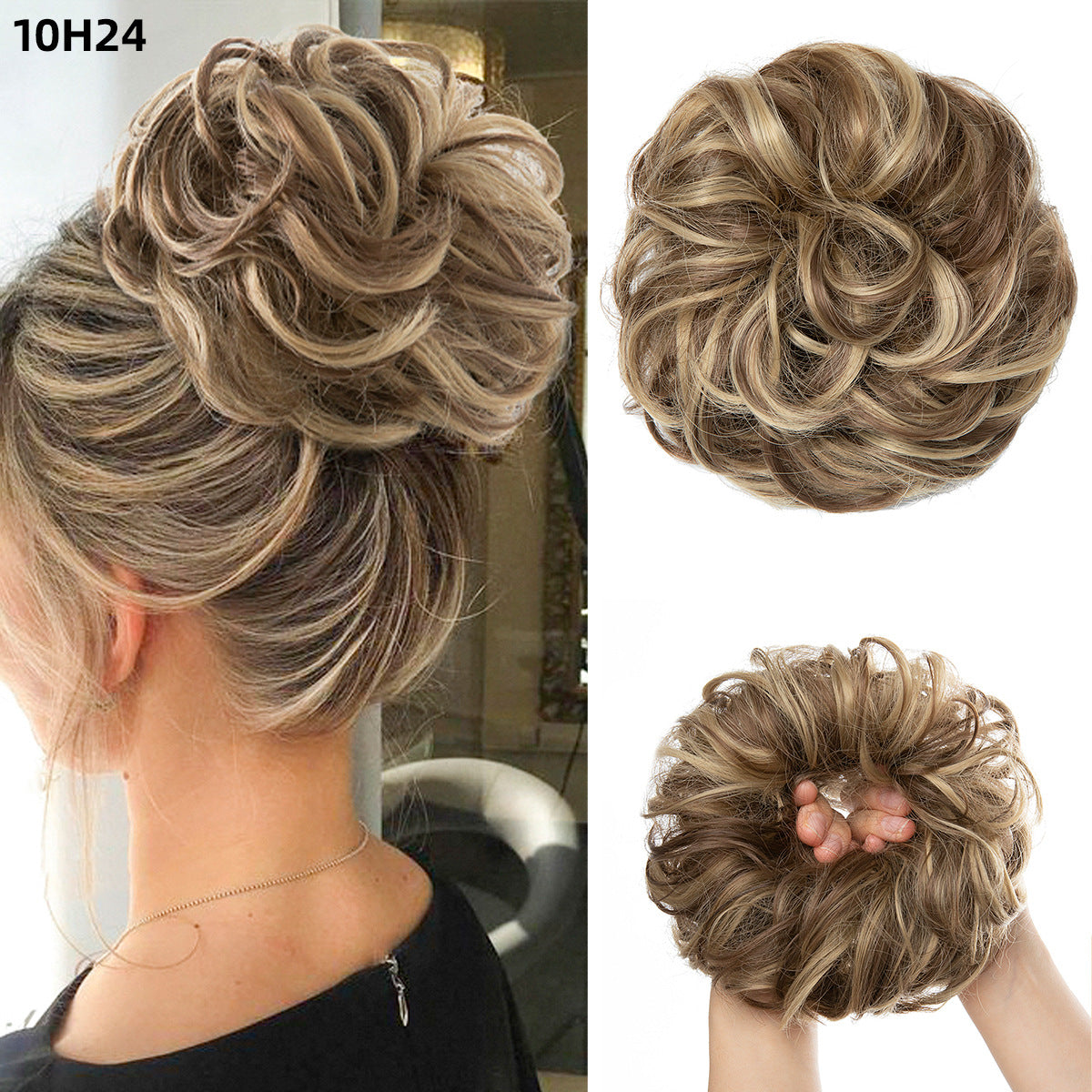 Effortless Synthetic Bun Hairpiece: Messy Donut Chignon Wig for Instant Volume