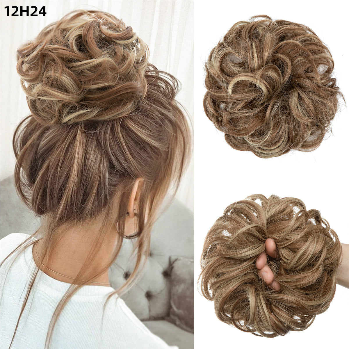 Effortless Synthetic Bun Hairpiece: Messy Donut Chignon Wig for Instant Volume