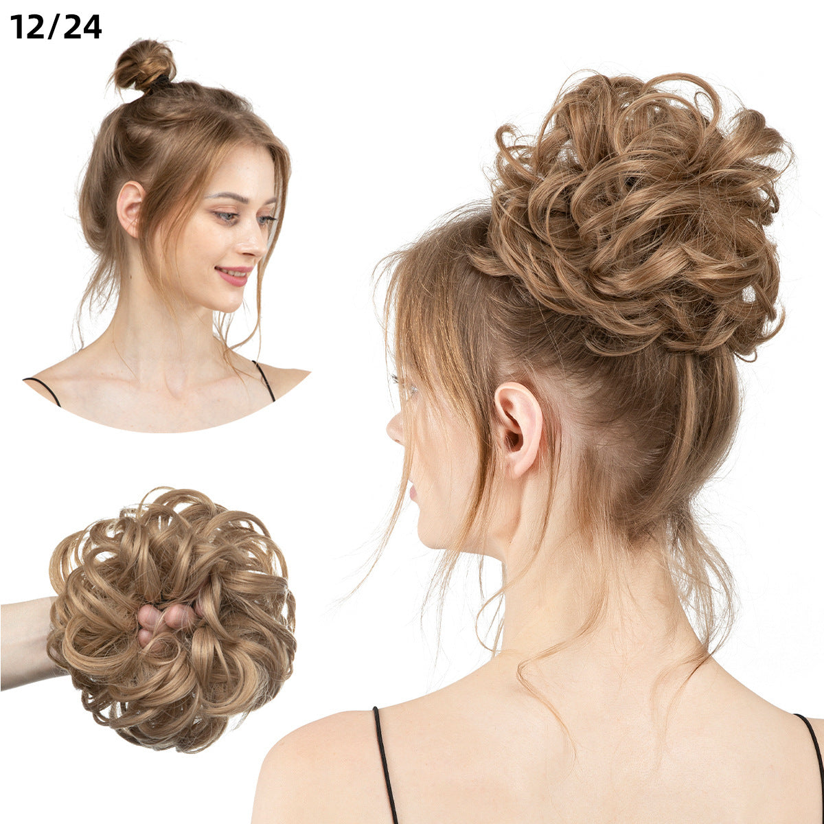 Effortless Synthetic Bun Hairpiece: Messy Donut Chignon Wig for Instant Volume
