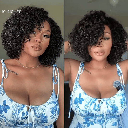 Trendy Short Cut Curly Minimalist HD Lace Glueless Side Part Wig 100% Human Hair