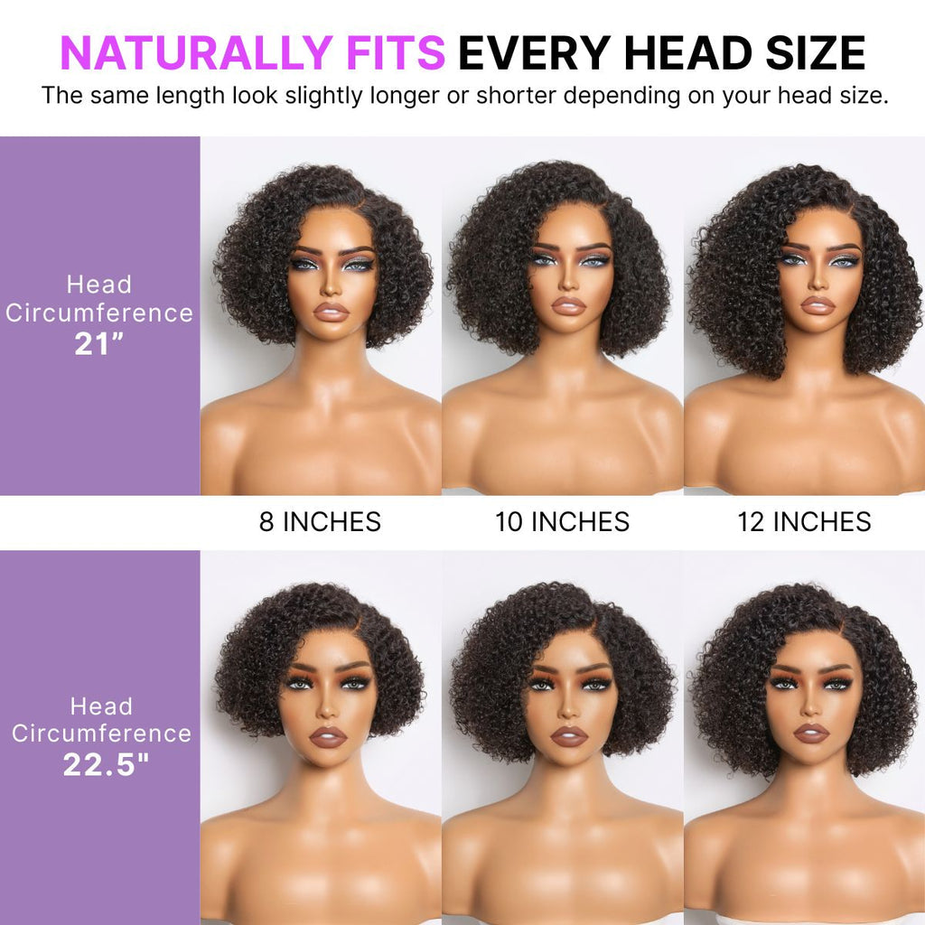 Trendy Short Cut Curly Minimalist HD Lace Glueless Side Part Wig 100% Human Hair