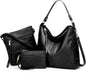 Luxury 3-Piece Leather Hobo Bag Set