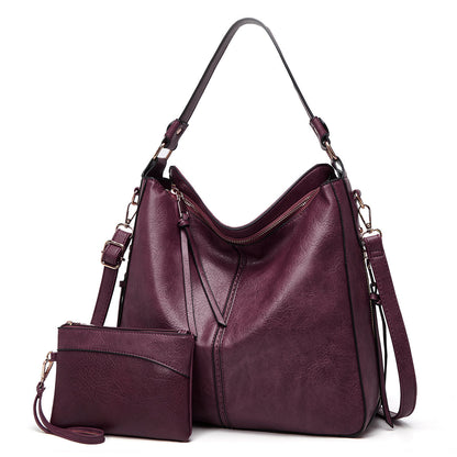 Luxury Leather Hobo Anti-Theft Handbag with FREE Pouch Wallet
