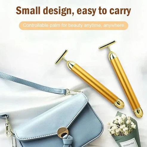 24K Gold T-Shape Vibrating Face Massager