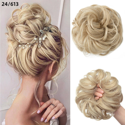 Effortless Synthetic Bun Hairpiece: Messy Donut Chignon Wig for Instant Volume