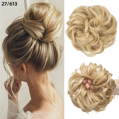 Effortless Synthetic Bun Hairpiece: Messy Donut Chignon Wig for Instant Volume