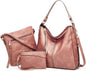 Luxury 3-Piece Leather Hobo Bag Set