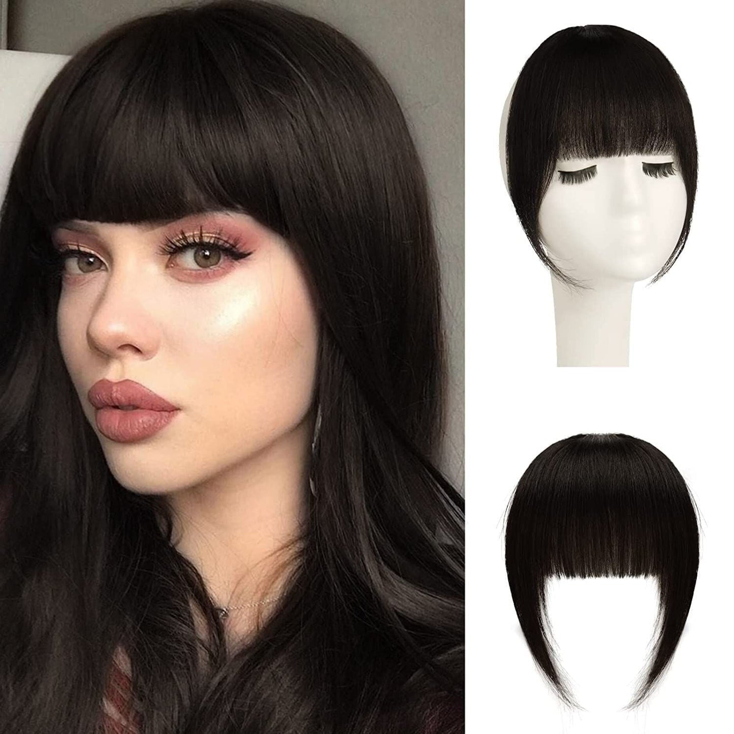 Luxurious 3D Clip-In Bangs Hair Extensions: Instant Fringe Transformation Wig