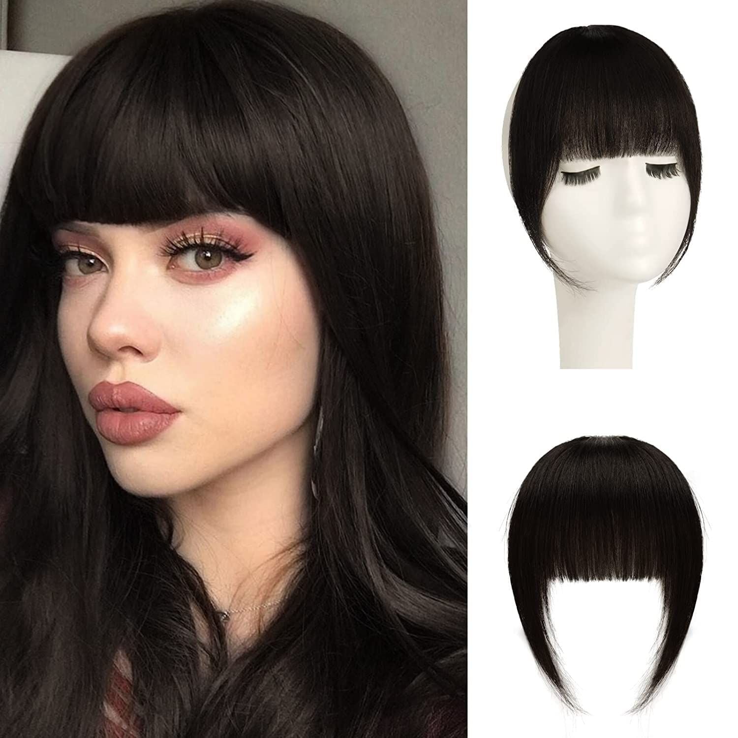 Luxurious 3D Clip-In Bangs Hair Extensions: Instant Fringe Transformation Wig
