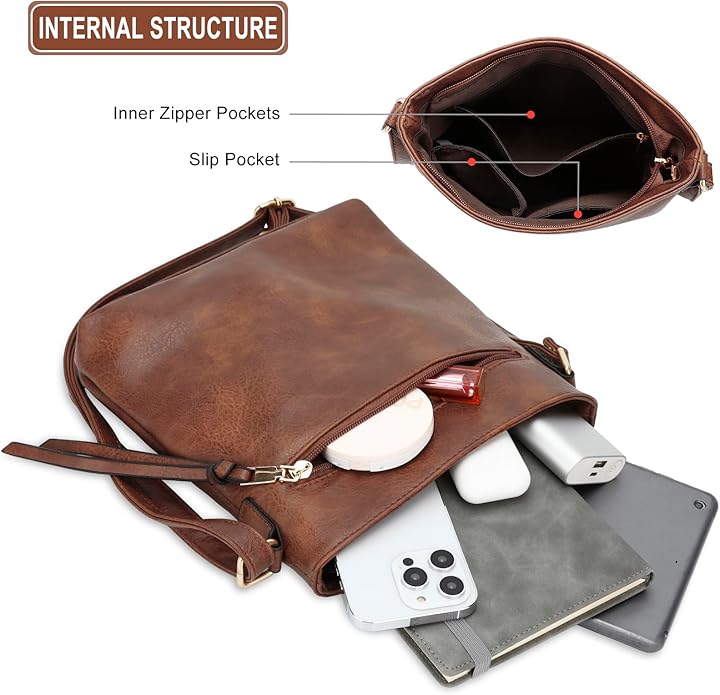 Luxury 3-Piece Leather Hobo Bag Set