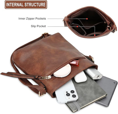 Luxury 3-Piece Leather Hobo Bag Set