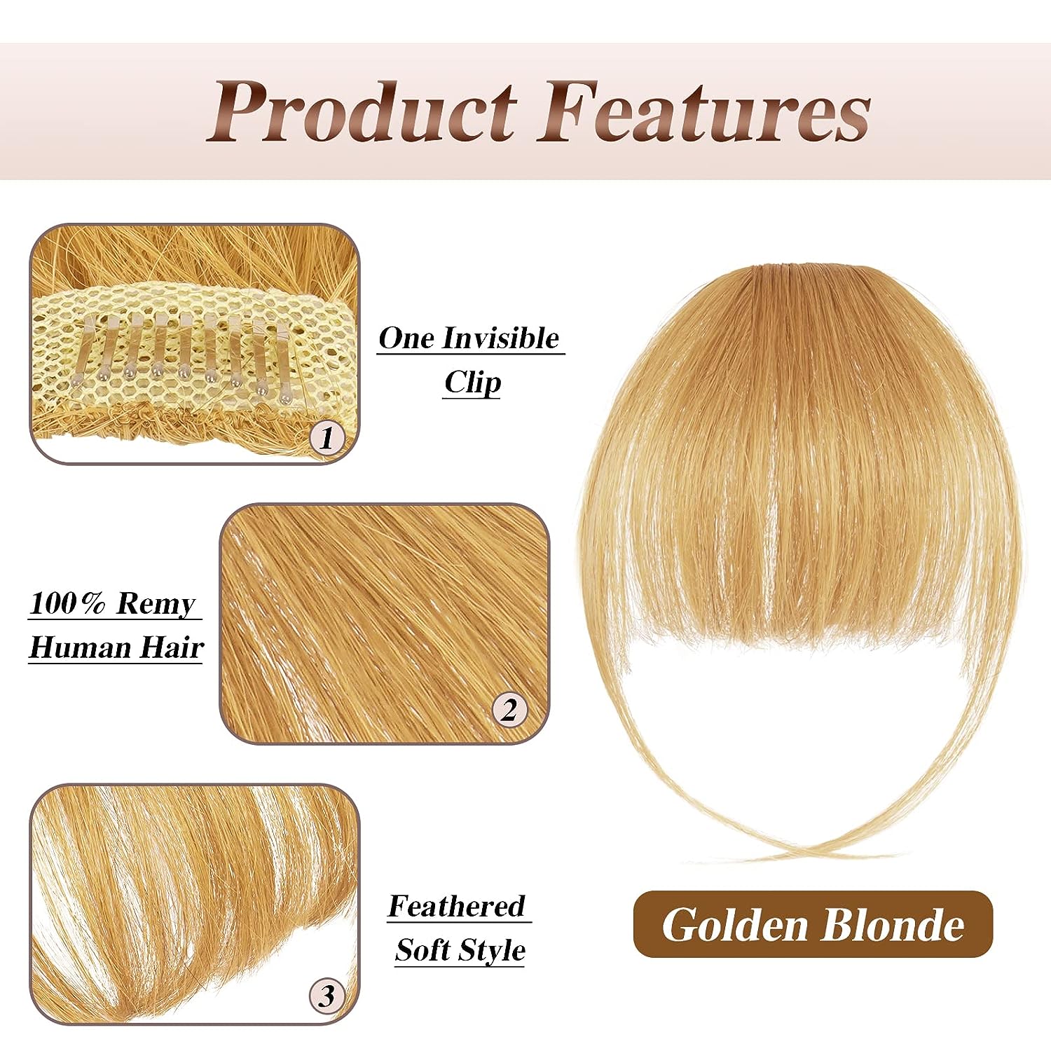 Luxurious 3D Clip-In Bangs Hair Extensions: Instant Fringe Transformation Wig