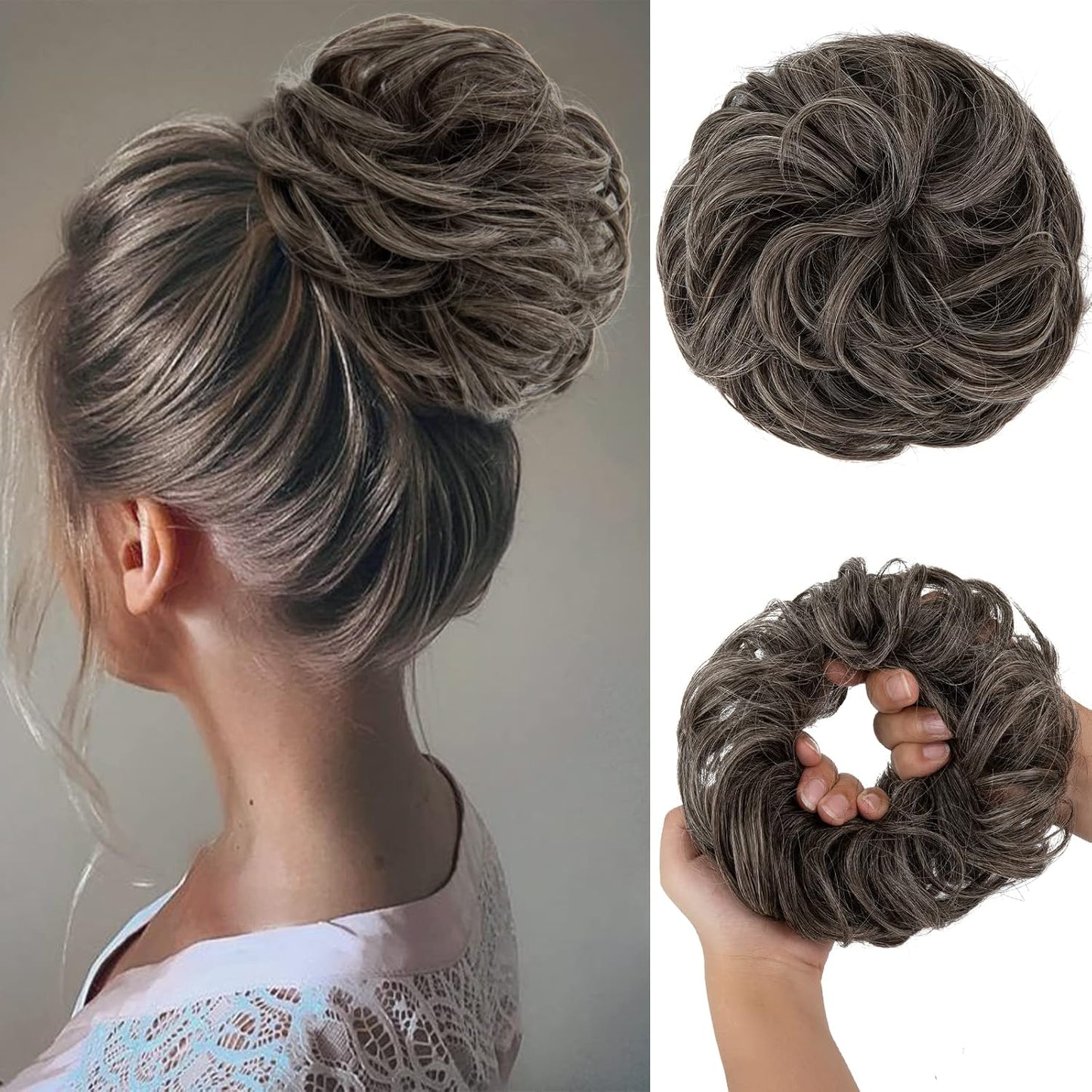 Effortless Synthetic Bun Hairpiece: Messy Donut Chignon Wig for Instant Volume