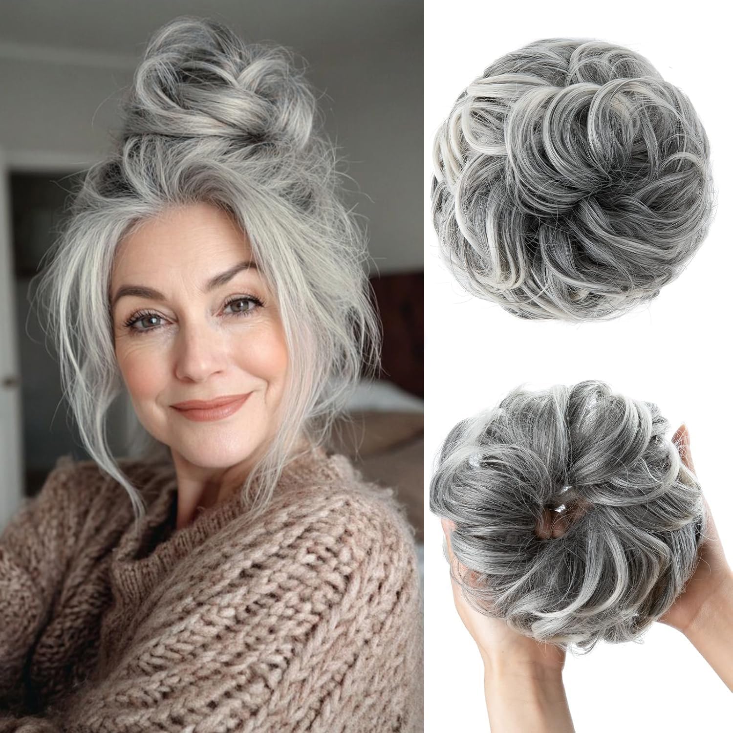 Effortless Synthetic Bun Hairpiece: Messy Donut Chignon Wig for Instant Volume