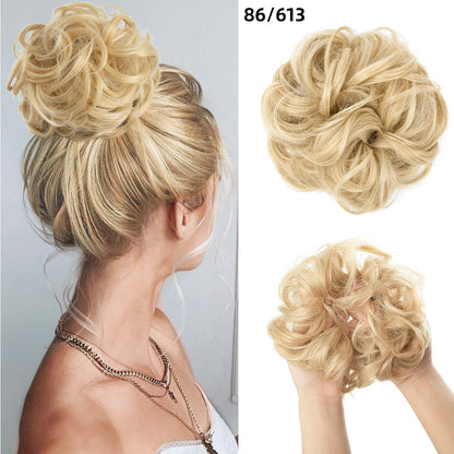 Effortless Synthetic Bun Hairpiece: Messy Donut Chignon Wig for Instant Volume
