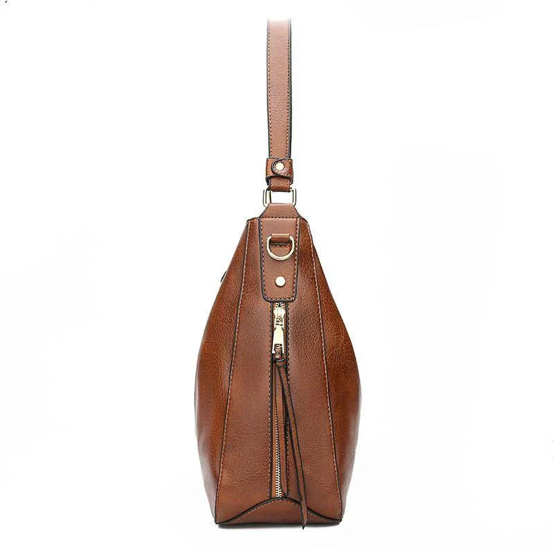 Luxury Leather Hobo Anti-Theft Handbag with FREE Pouch Wallet