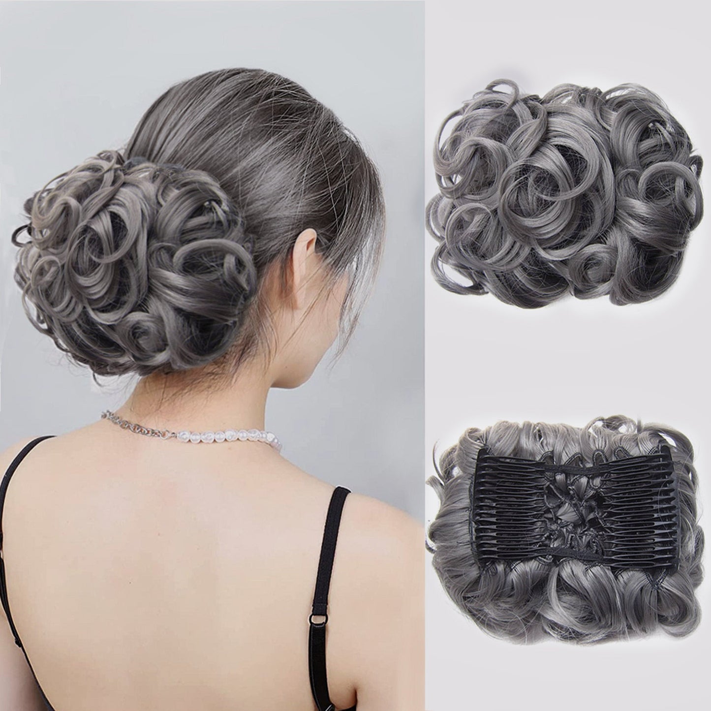 Short Messy Curly Dish Hair Bun Extension
