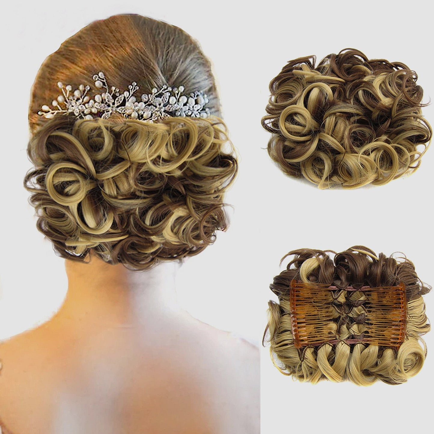 Short Messy Curly Dish Hair Bun Extension