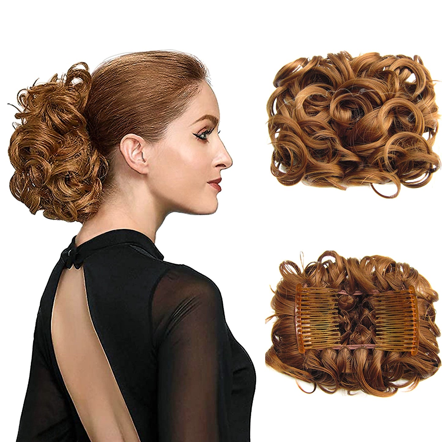 Short Messy Curly Dish Hair Bun Extension