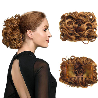 Short Messy Curly Dish Hair Bun Extension