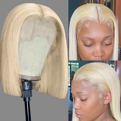 Blonde 613 Bob Lace Front Wig HD Transparent Lace Pre Plucked High Density - 