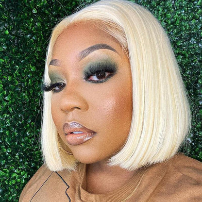 Blonde 613 Bob Lace Front Wig HD Transparent Lace Pre Plucked High Density - 