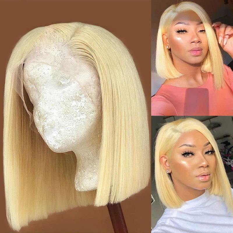 Blonde 613 Bob Lace Front Wig HD Transparent Lace Pre Plucked High Density - 