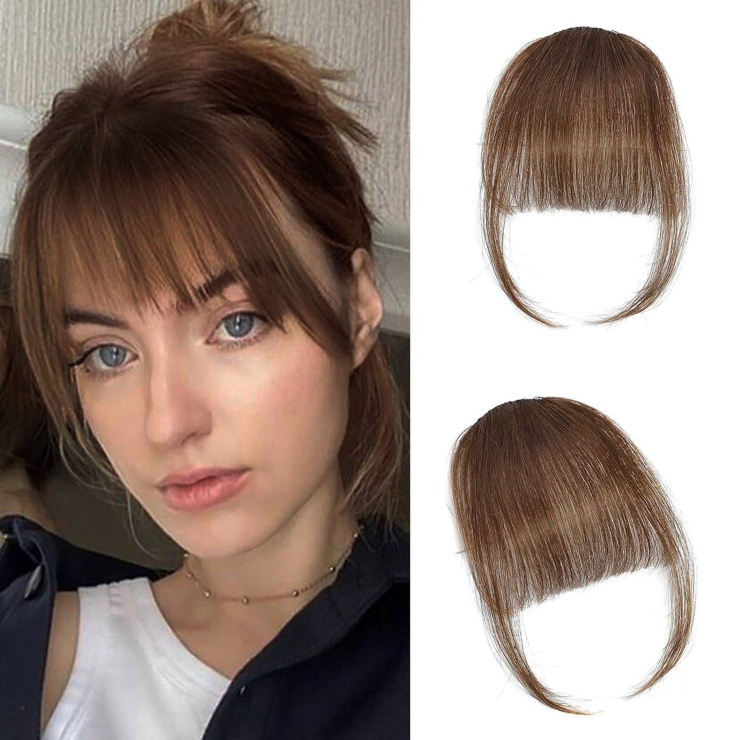 Luxurious 3D Clip-In Bangs Hair Extensions: Instant Fringe Transformation Wig
