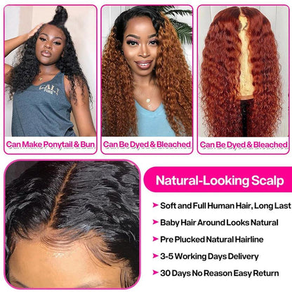 Yeswigs Afro Kinky Curly Human Hair Lace Front Wig Human Hair Pre Plucked For Black Women - 假发